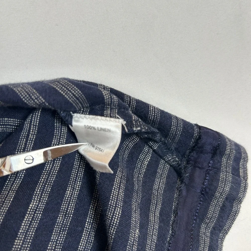 J Jill Linen Stripe Sleeveless Shift Dress Women Size S Blue Casual - Picture 4 of 10